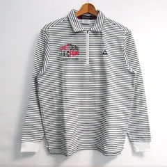 ルコックスポルティフ ポロシャツ トップス 長袖 ボーダー柄 ハーフジップ ゴルフウエア メンズ Lサイズ ホワイト le coq sportif 【中古】