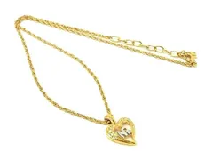 ■極美品■ NINA RICCI ニナリッチ ヴィンテージ ラインストーン ハート ネックレス ペンダント アクセサリー ゴールド系 DF2483