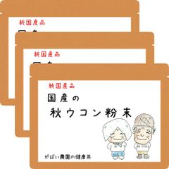 国産 秋ウコン粉末（お得な3袋セット）100g【がばい農園公式】
