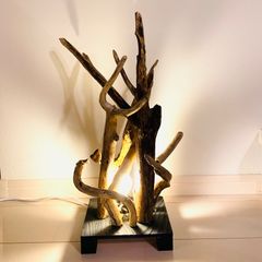省察　LED照明　流木アート　インテリア　聳え立つ枝流木