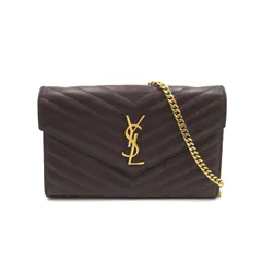 イヴ・サンローラン YVES SAINT LAURENT ショルダーバッグ チェーンウォレット ダークブラウン レザー チェーンウォレット レディース Used Bのサムネイル