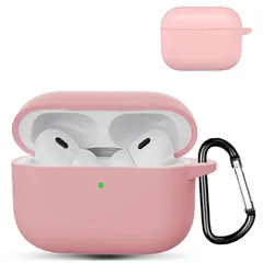 【新品】 AIYYXX airpods pro 3 ケース 対応 airpods pro 3 液状シリコン ケース 全面保護 装着充電可能 耐衝撃性 防水防塵 軽量小型 紛失防止 カラビナ付きカバー(ピンク) 1