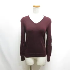 ユニクロ UNIQLO エクストラファインメリノ リラックスフィット Vネック セーター M ボルドー