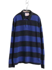 【お得なクーポン配布中!】 ブルックスブラザーズ ボーダー 長袖 ラガーシャツ メンズ L 古着 長袖シャツ ポロシャツ ラグビー コットン ボックス カットソー ツートン