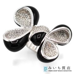 極美品/バカラ オニキス チェリーブロッサム ダブル リング 約11号 3