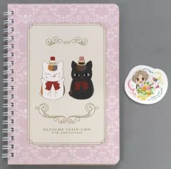 [중고] 노트 메모장 냥코 선생님 & 블랙 냥코 / 링 노트 + 스티커 문구 컬렉션 [이치 반 쿠지 나츠메 친구장 애니메이션 15th 애니버서리 파티에 오신 것을 환영합니다] F상