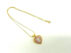 ■美品■ WEDGWOOD ウェッジウッド ジャスパー カメオ ハート ネックレス ペンダント アクセサリー ピンク系×ゴールド系 DK4393