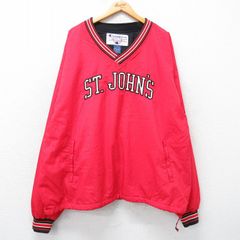 ゲス GUESS JEANS プルオーバー Vネック ナイロン レッド L 良品 