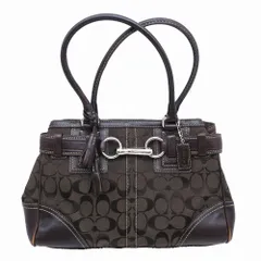 美品COACH ハンドバッグ F10245 シグネチャー ダークブラウン 美品COACH ハンドバッグ F10245 シグネチャー ダークブラウン