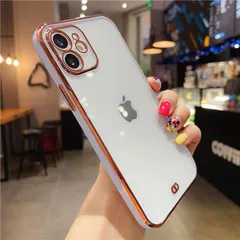 背面を隠さないクリアでオシャレなパープルのサイドカラーiPhoneケース