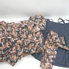 ◇ ◎ rienda リエンダ 花柄 五分袖 ロング丈 ワンピース サイズF オレンジ系 レディース E  【1407180004177】