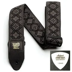 ERNIE BALL アーニーボール ギター ストラップ JACQUARD STRAP REGAL BLACK EB 4093 ★ピック付き