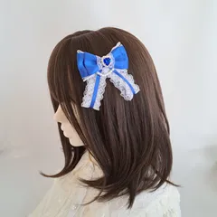 推し活リボン 推し色リボン リボンクリップ ヘアクリップ ヘアアクセサリー ツインテール 2個セット ブルー 青 アイドル 参戦リボン 現場 イベント ライブ コンサート