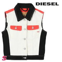 新品・未使用 ディーゼル DIESEL ノースリーブデニムジャケットベスト レディース カラー切替 ワンポイントロゴ DE-SLIMMY-SM