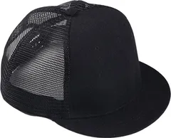 Laquest 平つば 短つば メッシュ ベースボールキャプ ツバの短い キャップ スナップバック メンズ／レディース( ブラック,  57.0 cm)