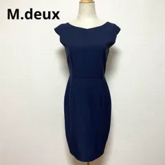 M.deux エムドゥ ネイビー ノースリーブ ひざ丈ワンピース 36