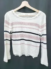 ◇ MISCH MASCH ボーダー ビジュー 長袖 ニット セーター サイズM ホワイト ピンク ブラック レディース P  【1408200048881】