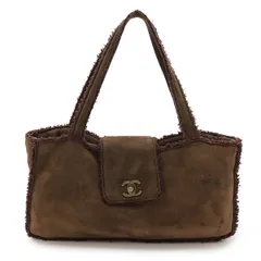 シャネル ロゴ ムートン トートバッグ ブラウン シャネル CHANEL 5番台 ムートン トートバッグ ブラウン