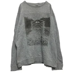 Quiksilver プリントスウェット トレーナー L グレー クイックシルバー サーフ プルオーバー 薄手 古着卸 アメリカ仕入 a612-6737