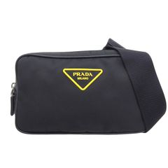 プラダ PRADA ボディバッグ ベルトバッグ ウエストバッグ Re-Nylon サフィアーノレザー ブラック 2VL977 中古 新入荷 OB2353