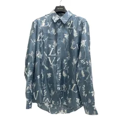 LOUIS VUITTON/ルイヴィトン ビトン RM222Q  22AW LVリーフ シルク 長袖シャツ ブルー メンズ ブランドのサムネイル