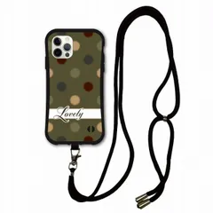 [iPhone14 Pro] スマホショルダー付 iPhone16 Pro i-coronケース アイフォン 14 13 12 XS XR XS Max スマホケース ショルダー タイプ 側面保護 耐衝撃  水玉 グレー かわいい