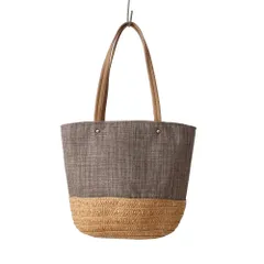 ☆ GLG/グレージュ ☆ 雑材ペーパーコンビトート トートバッグ ショルダーバッグ マチ トートバック ショルダーバック ショルダー 肩掛け レディース 手提げ カジュアル 2WAY センバドー かわいい デザイン 肩掛けバッグ 肩掛けバック 爽やか