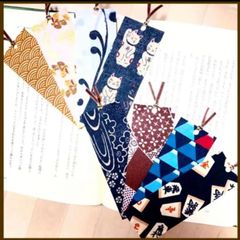 #1304  手作り布製しおり 男性向け和柄8枚セット 将棋 富士山 招き猫