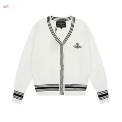 【本日限定特価】Vivienne Westwood レディース カーディガン 土星ロゴ刺繍 シーズンレス ホワイト＆ブラック/ホワイト＆ブルー/ブラック S-L [本日特価|新品未使用品]