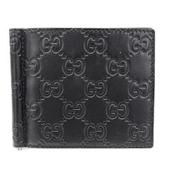 グッチ GUCCI マネークリップ メンズ ブランド シマレザー ブラック 170580 札留め 札挟み 薄い 軽い コンパクト カードポケットあり 【中古】