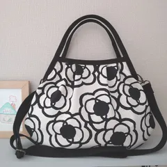 ショルダー対応グラニーバッグ(北欧風＊くるくるフラワー＊生成り)