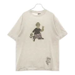 STUSSY (ステューシー) 80s 黒タグ オールドステューシー PEACE and PROSPERITY ピースアンドパーソナリティ プリント半袖Tシャツ カットソー グレー