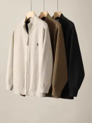 ポロラルフローレン ハーフジップアップ リブド ニット カーディガン (ブラック/アイボリー/カーキ) ヴィンテージ