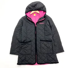 アディダス ☆ adidas NEO 日常着に♪ キルティング ジャケット ハーフコート パーカー L ブラック × ピンク スポーツ アウトドア■BA197