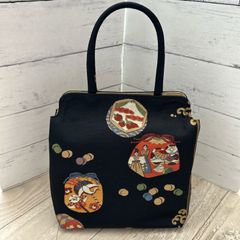 未使用品】京都井澤屋 バッグ ちりめん 鈴柄 黒 着物用 和装 - メルカリ