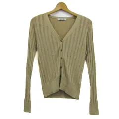 ナノユニバース カーディガン トップス 長袖 Vネック リブ ラメ レディース Fサイズ ベージュ nano universe 【中古】