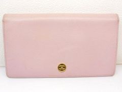 シャネル ■ ココボタン 長財布 レザー ピンク ウォレット 金具パーツ取れ レディース 9番台 CHANEL □7D