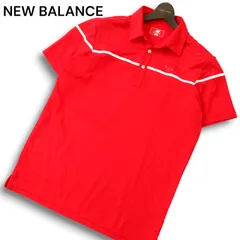 new balance golf ニューバランス ゴルフ 春夏★ ロゴ チェック 切替 半袖 ポロシャツ  Sz.6 メンズ 赤 大きいサイズのサムネイル