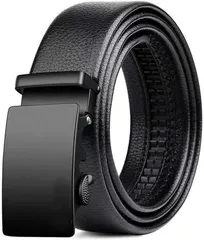 THYEGN ベルト メンズ 紳士用ベルト ビジネス 穴なし オートロック式 大きいサイズ レザー サイズ調整可能 無段階調節 カジュアルベルト ⾧さ120cm(ブラック,  120)