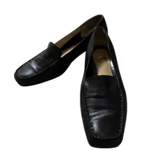 Z1530 ing イング 本革ローファー ブラック スクエアトゥ レディース 24.5cm