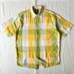 〜00s　archive　Karl Kani　カールカナイ　両面ロゴ刺繍タグ　大判チェック柄　リネン混シャツ　Y2K
