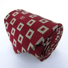 ヴァレンチノ ブランド ネクタイ ロゴ 小紋柄 スクエア柄 シルク イタリア製 PO メンズ レッド Valentino 【中古】