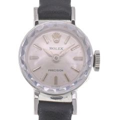 ロレックス ROLEX ヴィンテージ プレシジョン カットガラス K14WG/レザー Cal.1401 手巻き レディース D#141576