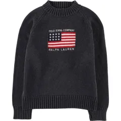 古着 00年代 ラルフローレン Ralph Lauren POLO JEANS COMPANY 星条旗柄 ハイネック コットンニットセーター レディースL相当/eaa577704