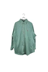 90's   Ralph Lauren ラルフローレン 長袖シャツ  グリーン系  ヴィンテージ CLASSIC FIT ボタンダウン チェック サイズ 17.5 ネ 単