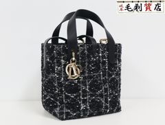 ディオール Dior Toujours バーティカル トートバッグ スモール カナージュ ツイード M2835ODFG ブラック 極上美品 バッグ