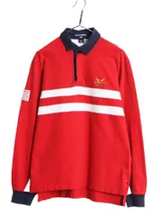 【お得なクーポン配布中!】 90s ポロスポーツ ラルフローレン 長袖 ラガーシャツ メンズ L 古着 90年代 オールド POLO SPORT ポロ ラグビー ワンポイント ボーダー 赤