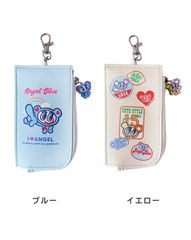 リール付き パスケース エンジェルブルー Angel Blue パスケース付きキーケース かわいいシンプル リール おしゃれ レディース 女の子  ナカムラくん レトロ 合皮 通勤 通学 フック 伸びる 定期入れ ICカード ポケット 通勤 通学