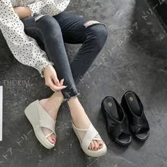 オフィスサンダル 美脚 柔らかい 快適 履き心地 コンフォート サンダル ミュール 厚底 ヒール 歩きやすい 事務用 ブラック 厚底 ウェッジソール レディース  xzdsbde