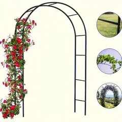 Pergola 너비 및 높이 조절 가능 헤비 듀티 스틸 가든 아치, 1개, 등산가를 위한 금속 프레임, 장미, 야채, 쉬운 조립, 야외 정원 장식, 선물 아이디어, 식물 지지 구조물, 다기능 장식 요소, 견고한 디자인, 블랙